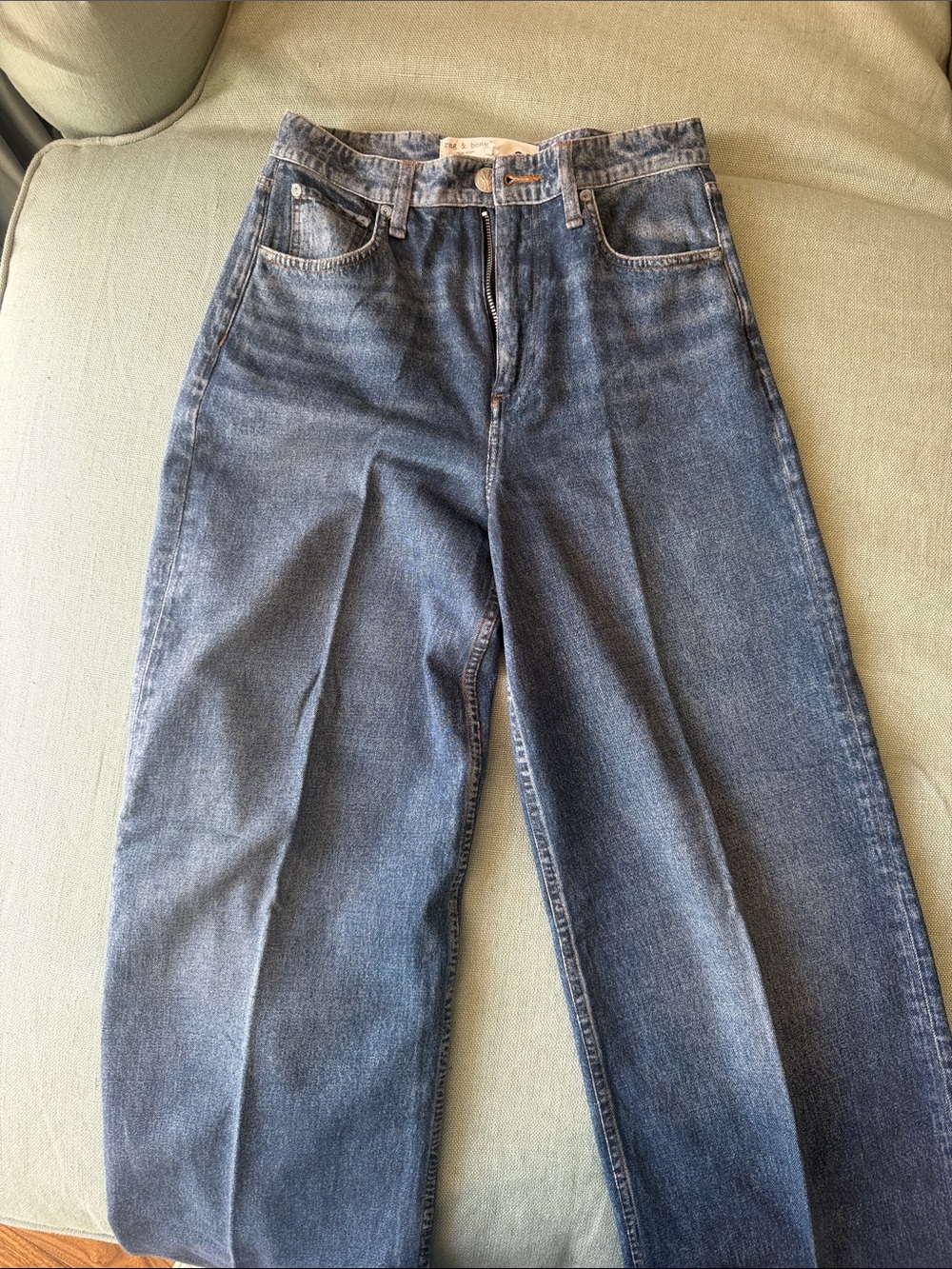 rag & bone Women's Wide-Leg Faded Blue Jeans